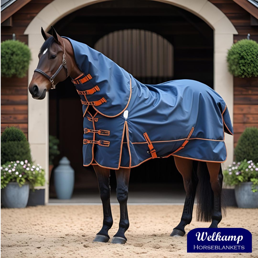 Welkamp Pro regendeken 200g - blauw oranje